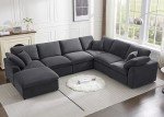 Oversized Modern Chenille Sectional Sofa with Ottoman