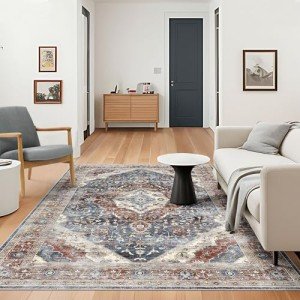 Boho Large Area Rug, Machine Washable 5x8ft