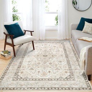 HILORUUG 5x7 Washable Vintage Area Rug