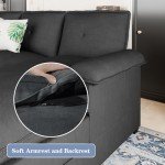 Spacious Black U-Shaped Sectional Sofa Couch