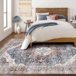 Boho Large Area Rug, Machine Washable 5x8ft