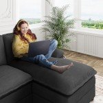 Spacious Black U-Shaped Sectional Sofa Couch