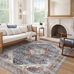 Boho Large Area Rug, Machine Washable 5x8ft
