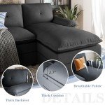 Spacious Black U-Shaped Sectional Sofa Couch