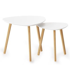 BAMEOS Bamboo Triangle Nesting Tables - Set of 2