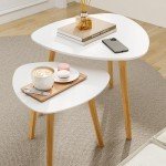 BAMEOS Bamboo Triangle Nesting Tables - Set of 2