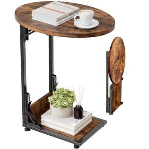 Vintage C-Shaped Folding Side Table for Small Spaces