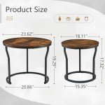 Rustic Brown Round Nesting Coffee Tables Set of 2