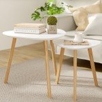 BAMEOS Bamboo Triangle Nesting Tables - Set of 2