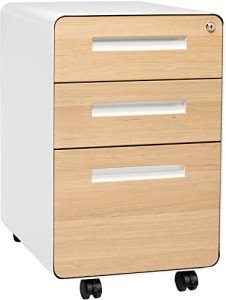 3 Drawer Locking File Cabinet - White/Wood