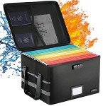 Lockable Fireproof Document Organizer Box - Black