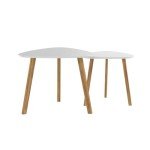 BAMEOS Bamboo Triangle Nesting Tables - Set of 2