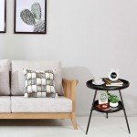 Black 2-Tier Round End Table for Small Spaces