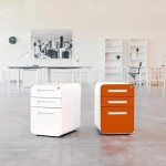 3 Drawer Locking File Cabinet - White/Wood