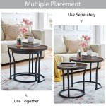 Rustic Brown Round Nesting Coffee Tables Set of 2