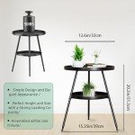 Black 2-Tier Round End Table for Small Spaces