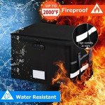 Lockable Fireproof Document Organizer Box - Black