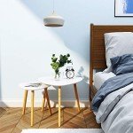 BAMEOS Bamboo Triangle Nesting Tables - Set of 2