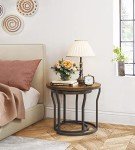 Rustic Brown Round Nesting Coffee Tables Set of 2