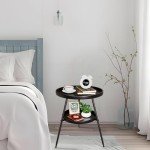 Black 2-Tier Round End Table for Small Spaces