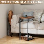 Vintage C-Shaped Folding Side Table for Small Spaces