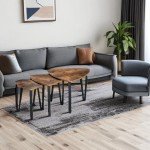 Rustic Industrial Nesting Coffee Table Set of 3
