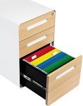 3 Drawer Locking File Cabinet - White/Wood
