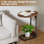 Vintage C-Shaped Folding Side Table for Small Spaces