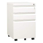 3-Drawer Mobile File Cabinet with Lock - White