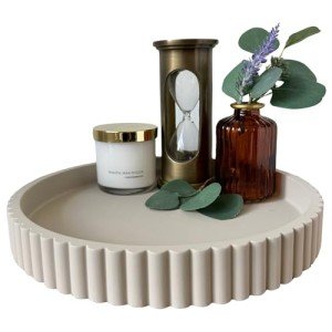 OAKOA Round Concrete Decorative Coffee Table Tray