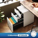 3-Drawer Mobile File Cabinet with Lock - White