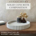 OAKOA Round Concrete Decorative Coffee Table Tray