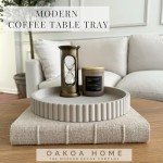 OAKOA Round Concrete Decorative Coffee Table Tray