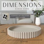 OAKOA Round Concrete Decorative Coffee Table Tray