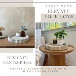 OAKOA Round Concrete Decorative Coffee Table Tray