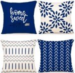 Set of 4 Dark Blue Decorative Pillow Covers