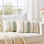 Sage Green Boho Lumbar Pillow Covers - Set of 2