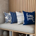 Set of 4 Dark Blue Decorative Pillow Covers