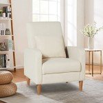 Beige Modern Upholstered Accent Chair with Pillow