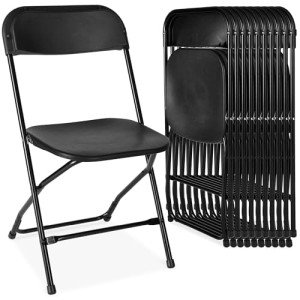 10-Pack Black Plastic Folding Chairs - Portable Seating