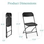 10-Pack Black Plastic Folding Chairs - Portable Seating