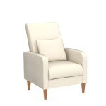 Beige Modern Upholstered Accent Chair with Pillow