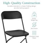 10-Pack Black Plastic Folding Chairs - Portable Seating