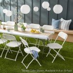 10-Pack Black Plastic Folding Chairs - Portable Seating