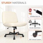 Orange Criss Cross Rolling Office Chair in Beige