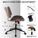 Adjustable Armless PU Leather Office Chair - Black