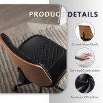 Adjustable Armless PU Leather Office Chair - Black