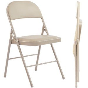 Comfy Folding Chair Set, Leather Padded, Metal