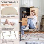 Comfy Folding Chair Set, Leather Padded, Metal