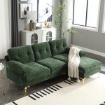 Green L-Shaped Chenille Sectional Sofa for Small Spaces